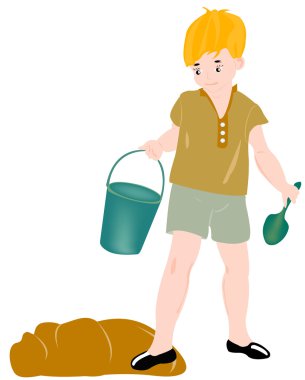 Small boy beside sandboxes clipart