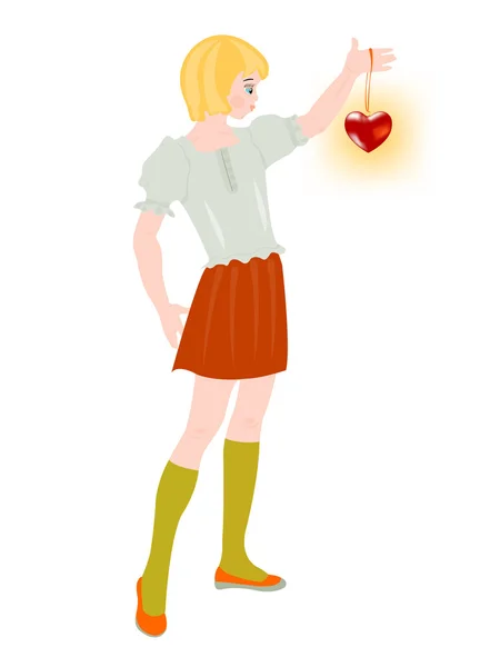 Девушка с сердцем — стоковый вектор