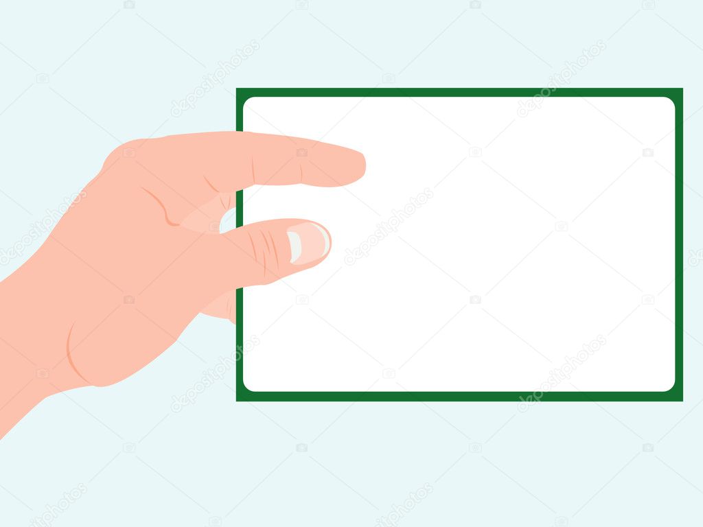 Human hand and clean sheet with frame