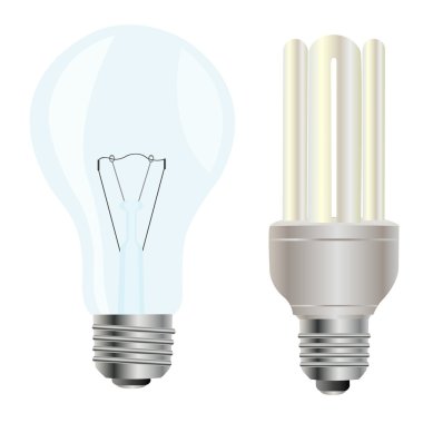 Two electric light bulbs clipart