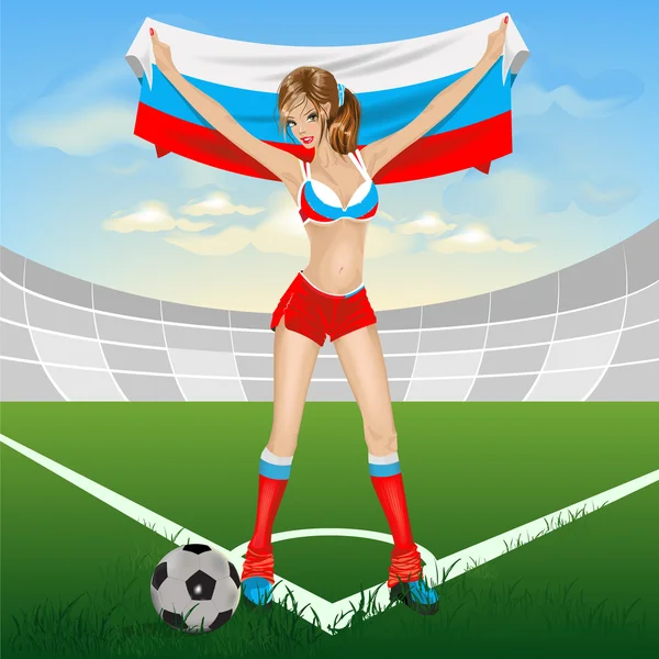 Menina russa fã de futebol — Vetor de Stock