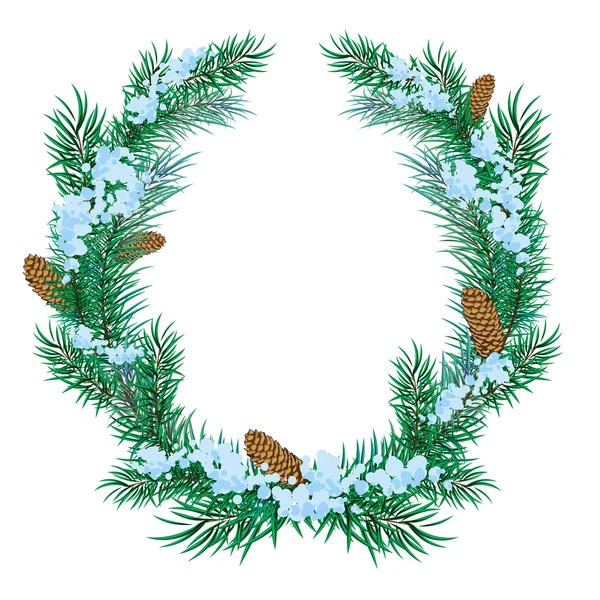 Fir 小枝のクリスマス リース — ストックベクタ