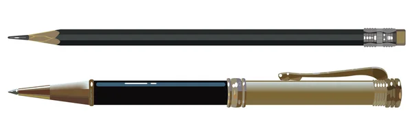 Шариковая ручка и карандаш — стоковый вектор
