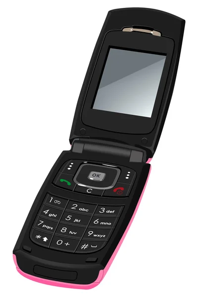 Dámské mobilní telefon. Izolované na bílém pozadí — Stockový vektor