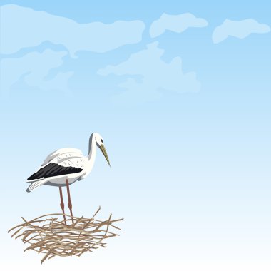 White stork in a nest. clipart