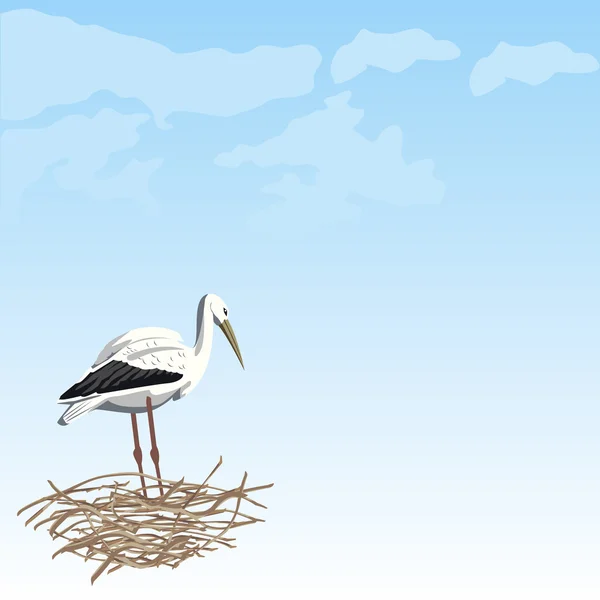 White stork in a nest. — Stock Vector