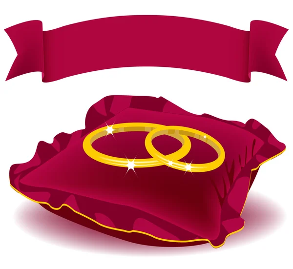 Twee Ring Rode Kussen Illustratie Vector Formaat Eps — Stockvector