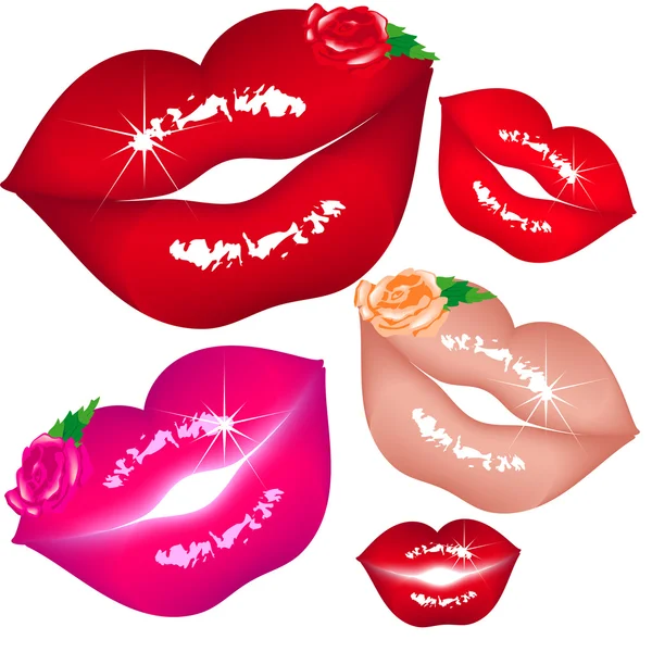 セット女性の唇に ベクトル形式のイラスト — ストックベクタ