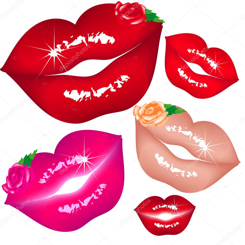 Set women lips. Illustration in vector format