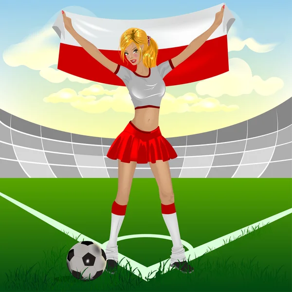 波兰女孩足球迷 图中矢量 Eps — 图库矢量图片