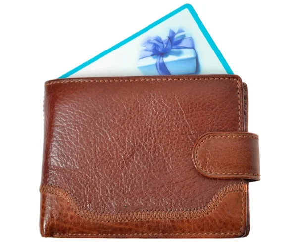 Brun plånbok med rabattkort — Stockfoto