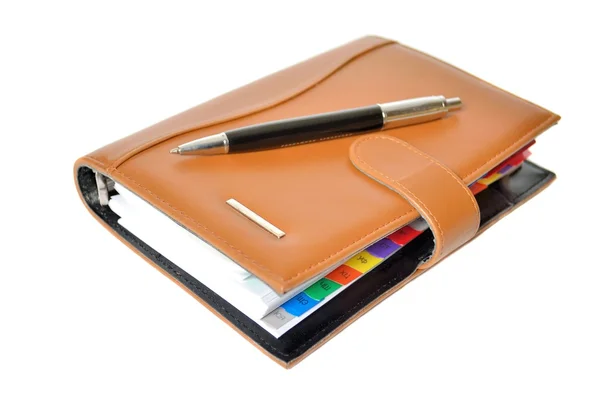 Daily planner with pen — Stock Photo, Image