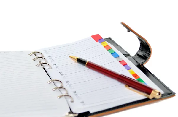 Planejador diário com caneta — Fotografia de Stock