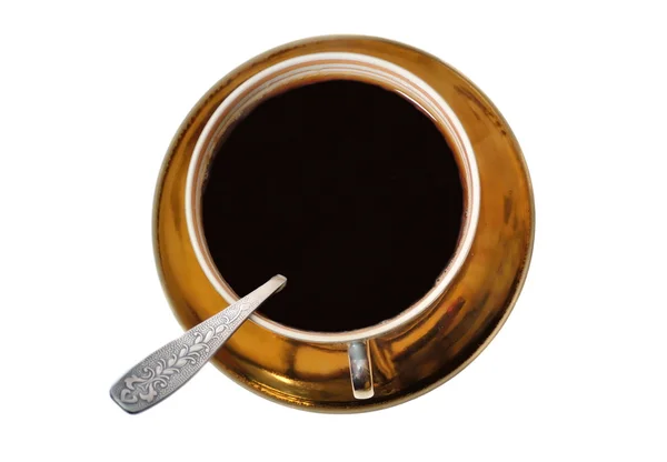 Coffee cup with a silver spoon — Stock Photo, Image