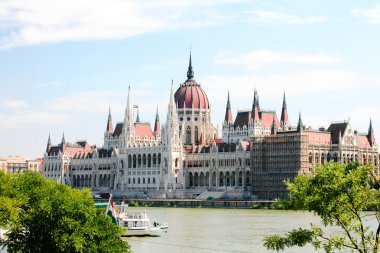 Hungarian parliament, Budapest on summer clipart