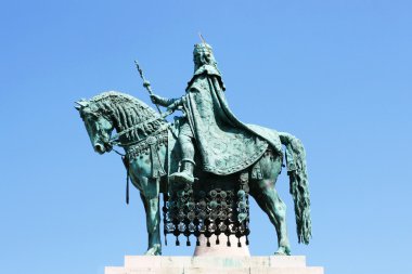 St Stephen Statue on Budapest, Hungary. clipart