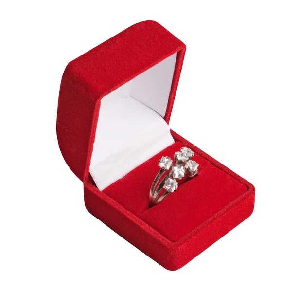 Серебряное кольцо с белыми бриллиантами — стоковое фото