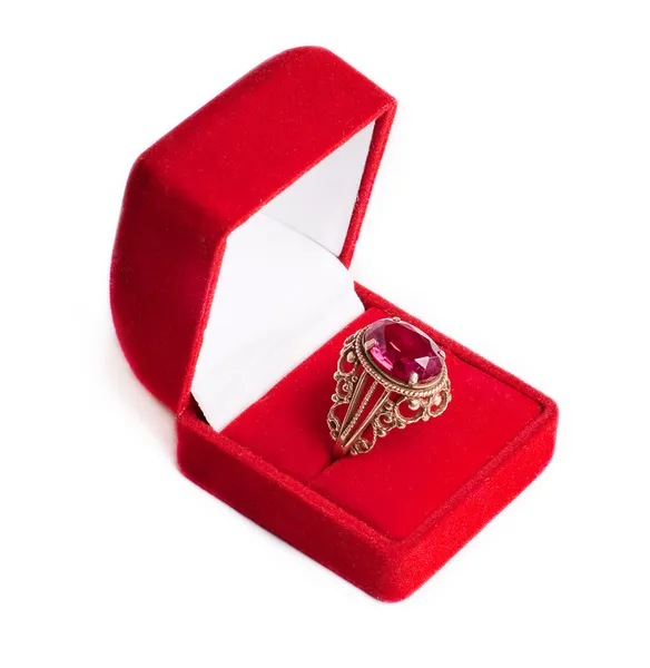 Gold ring with ruby — Stock Photo, Image