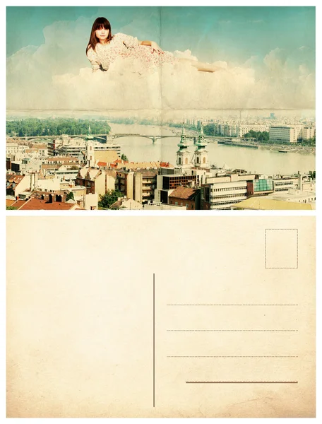 Baksida av gamla vykort — Stockfoto