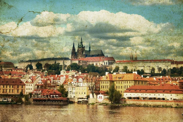 Praha ile Retro kartpostal — Stok fotoğraf