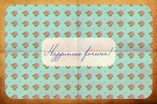Cartão postal de beleza com padrão de flores com texto — Fotografia de Stock