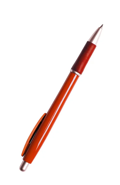 Grande caneta vermelha com um clipes de prata — Fotografia de Stock