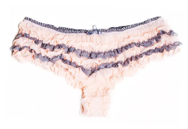 Pantalón Femenino Rosa Con Encaje Sobre Fondo Blanco —  Fotos de Stock