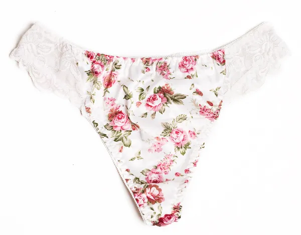 Pantalón Femenino Rosa Con Encaje Sobre Fondo Blanco —  Fotos de Stock
