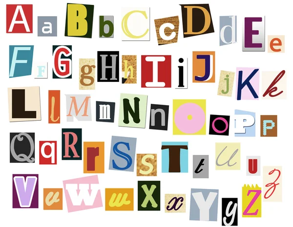 Πολύχρωμο αλφάβητο με γράμματα διχασμένη από εφημερίδες Royalty Free Φωτογραφίες Αρχείου