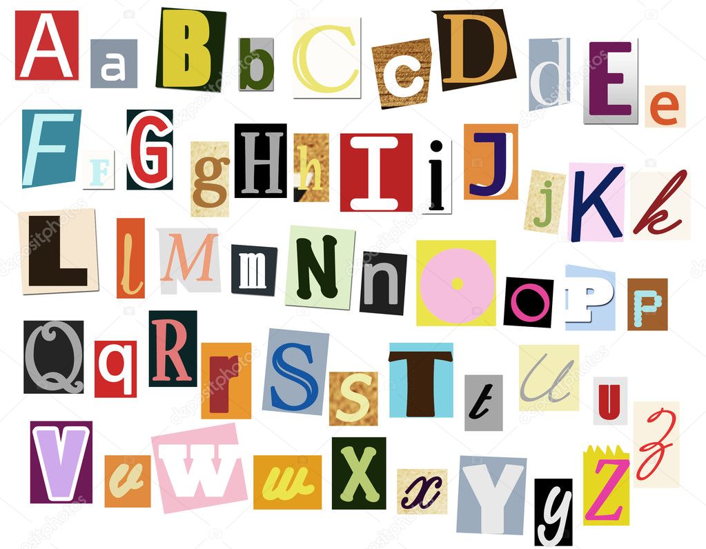 Colorful alphabet with letters torn from newspapers Stock Photo by ...