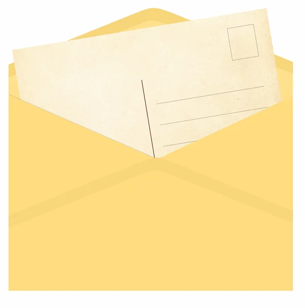 Винтажный конверт с открыткой — стоковое фото