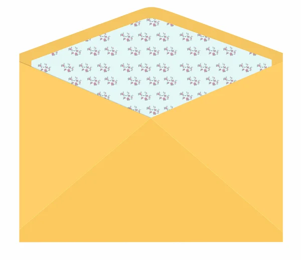 Vintage Envelop Met Bloemenpatroon Binnen Geïsoleerd Een Witte — Stockfoto