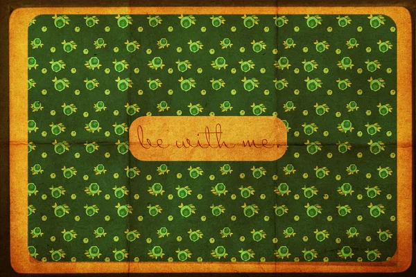 Cartão Postal Doce Vintage Com Padrão Rosas Verdes — Fotografia de Stock
