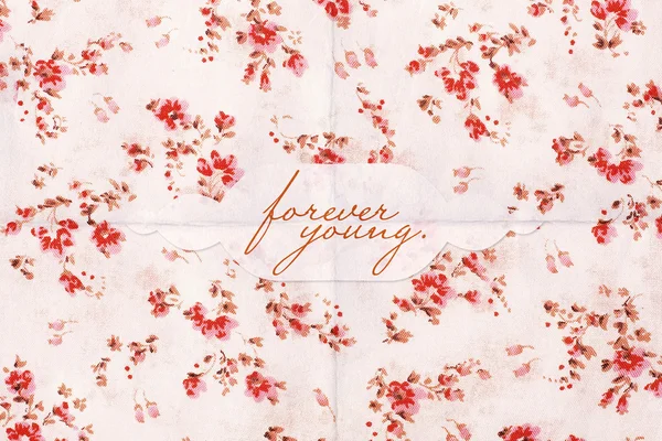 Beauty Postcard Flowers Pattern Text Forever Young — Stock Photo, Image