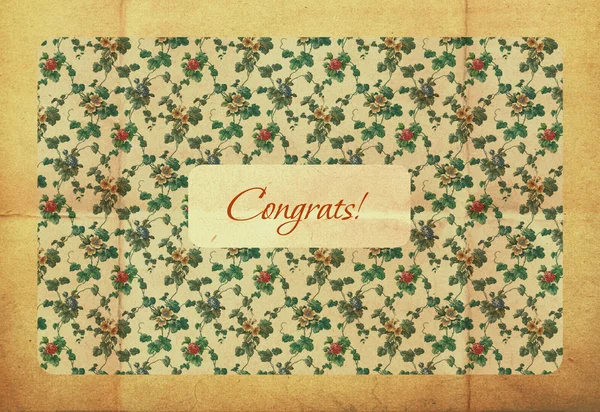 Retro gratulationskort design, blommönster, vintage stil — Stockfoto