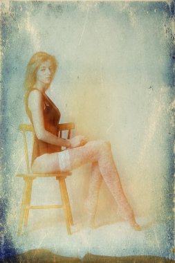 Desaturated photo of sexy woman clipart