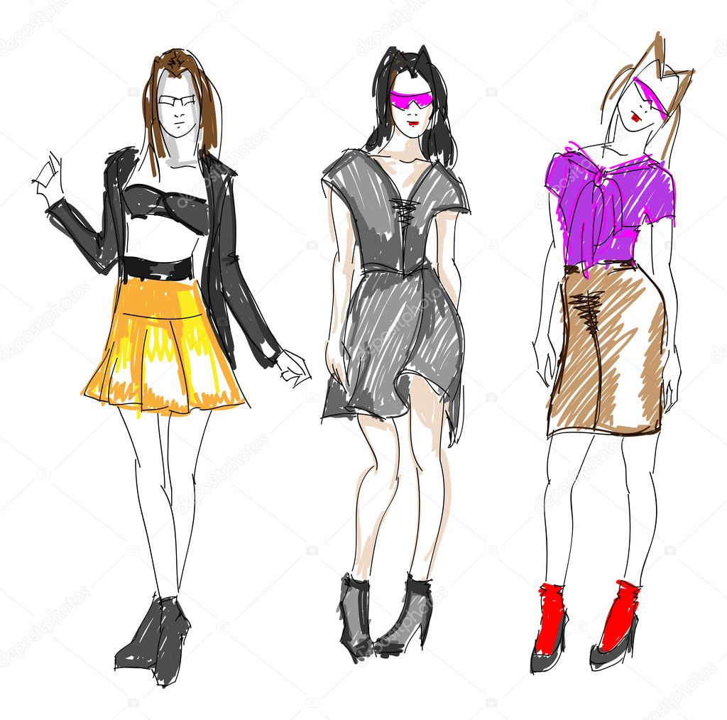 sketch fashion girl