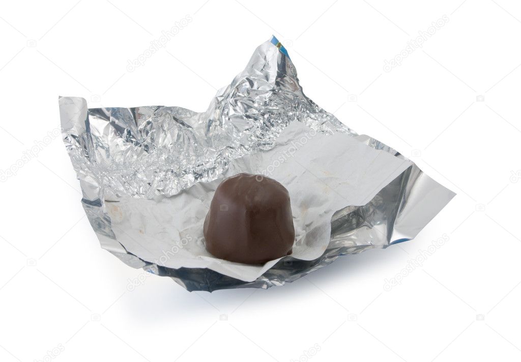 Chocolate on a foil