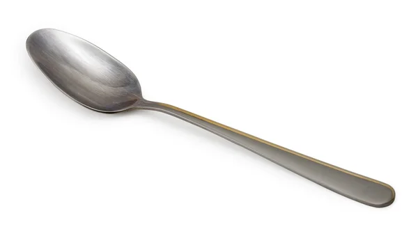 Empty Single Spoon White Background — Stock Photo, Image