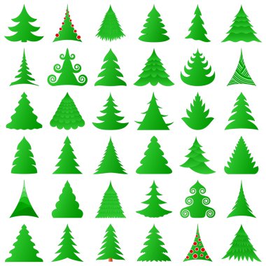 Christmas trees collection clipart