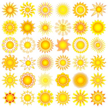 Картина, постер, плакат, фотообои "яркая символическая коллекция векторного солнца
", артикул 4590990