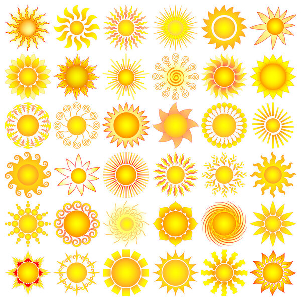 Bright symbolic vector sun collection