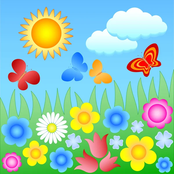 Flowering meadow — Stock Vector