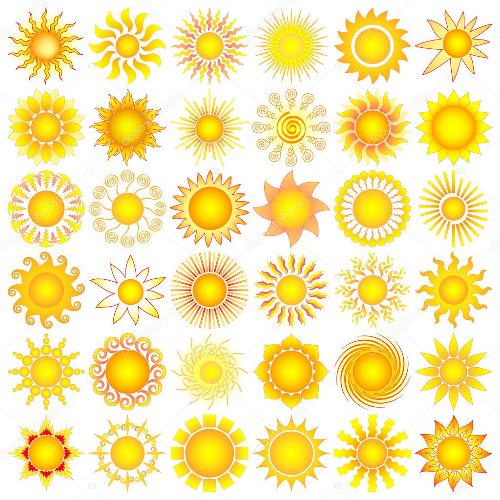 Bright symbolic vector sun collection