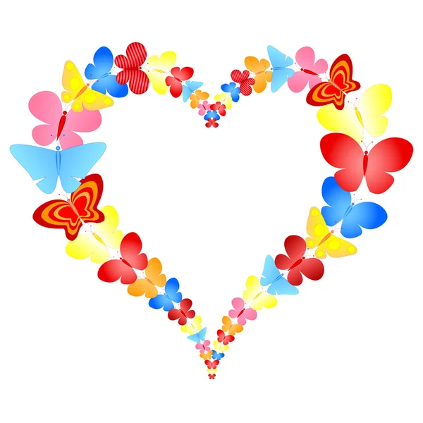 Alla Hjärtans Fjärilar Hjärta Ram — Stock vektor