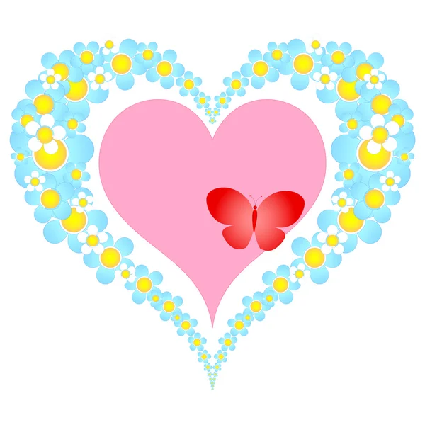 Coeur floral Saint Valentin — Image vectorielle