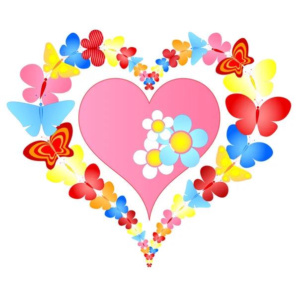 Corazón de mariposas de San Valentín — Vector de stock