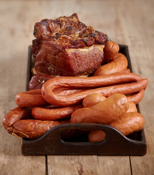 Carne e salsichas — Fotografia de Stock