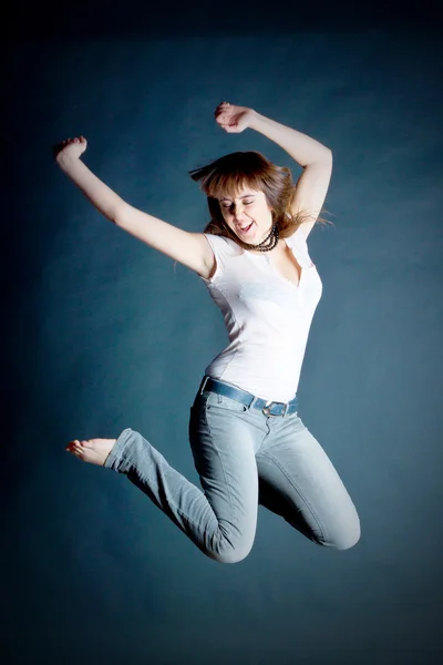 Girl in a jump — Stock Photo, Image