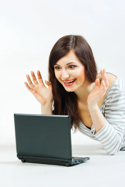 stock image Girl with laptop